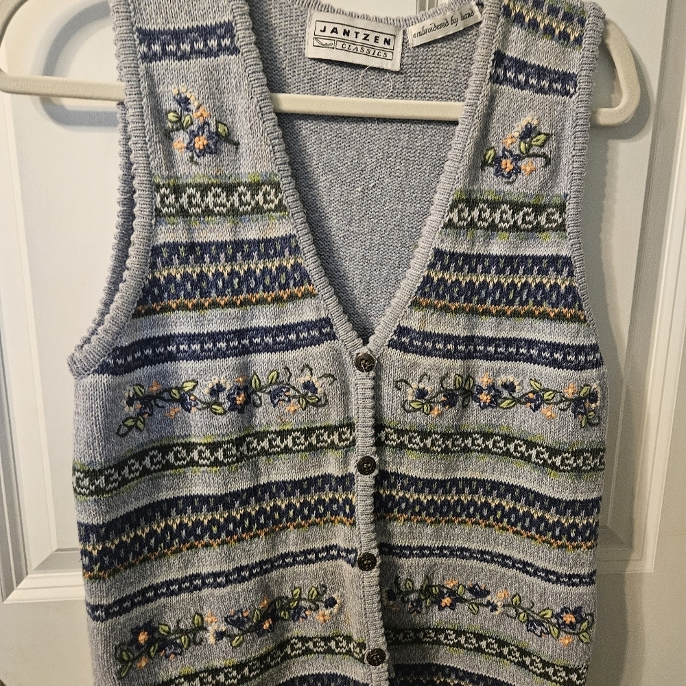 Vintage Hand Embroidered Knit Vest
